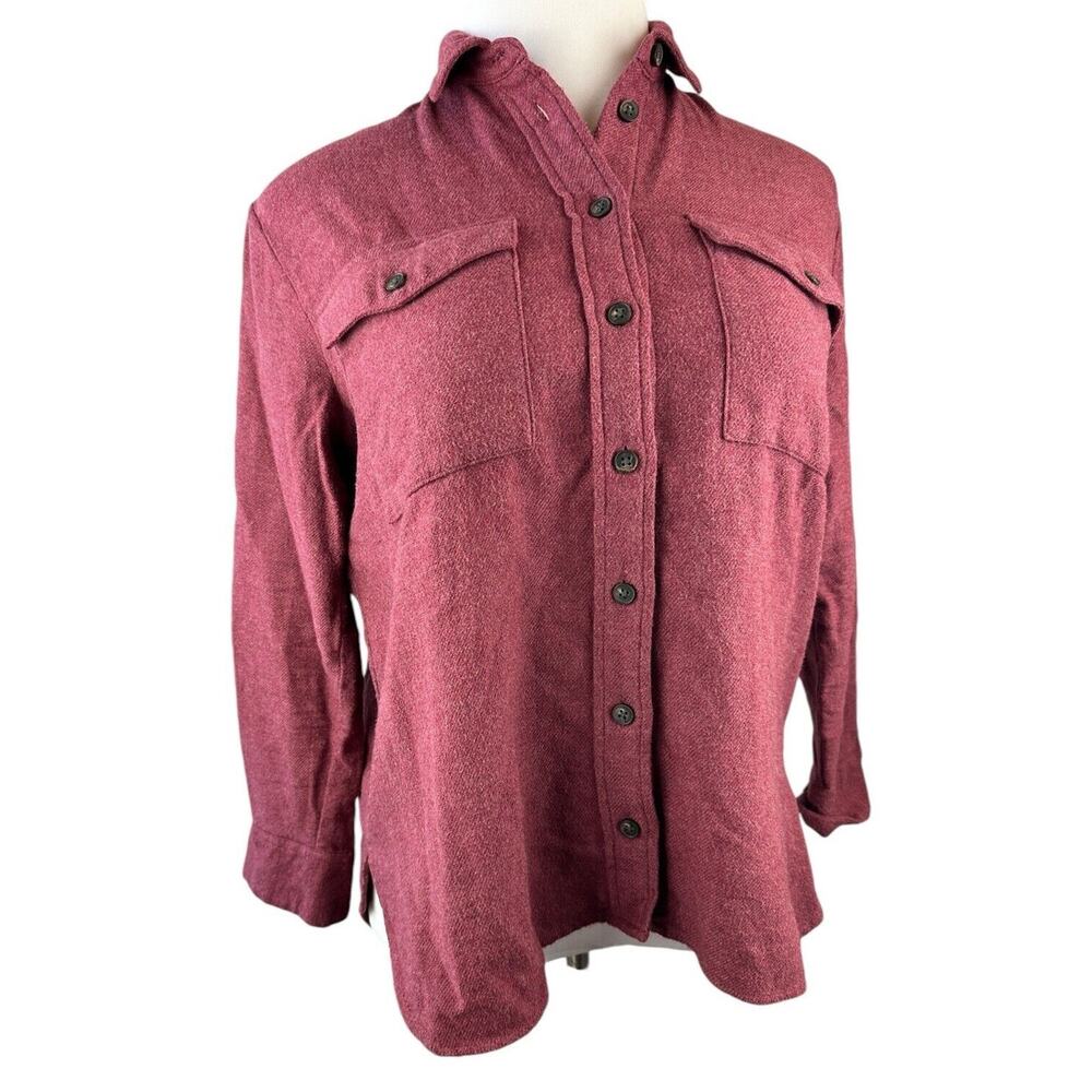 Madewell Flannel Flap Pocket Oversized Ex Boyfriend Shirt Dusty Burgundy Small - Picture 12 of 13